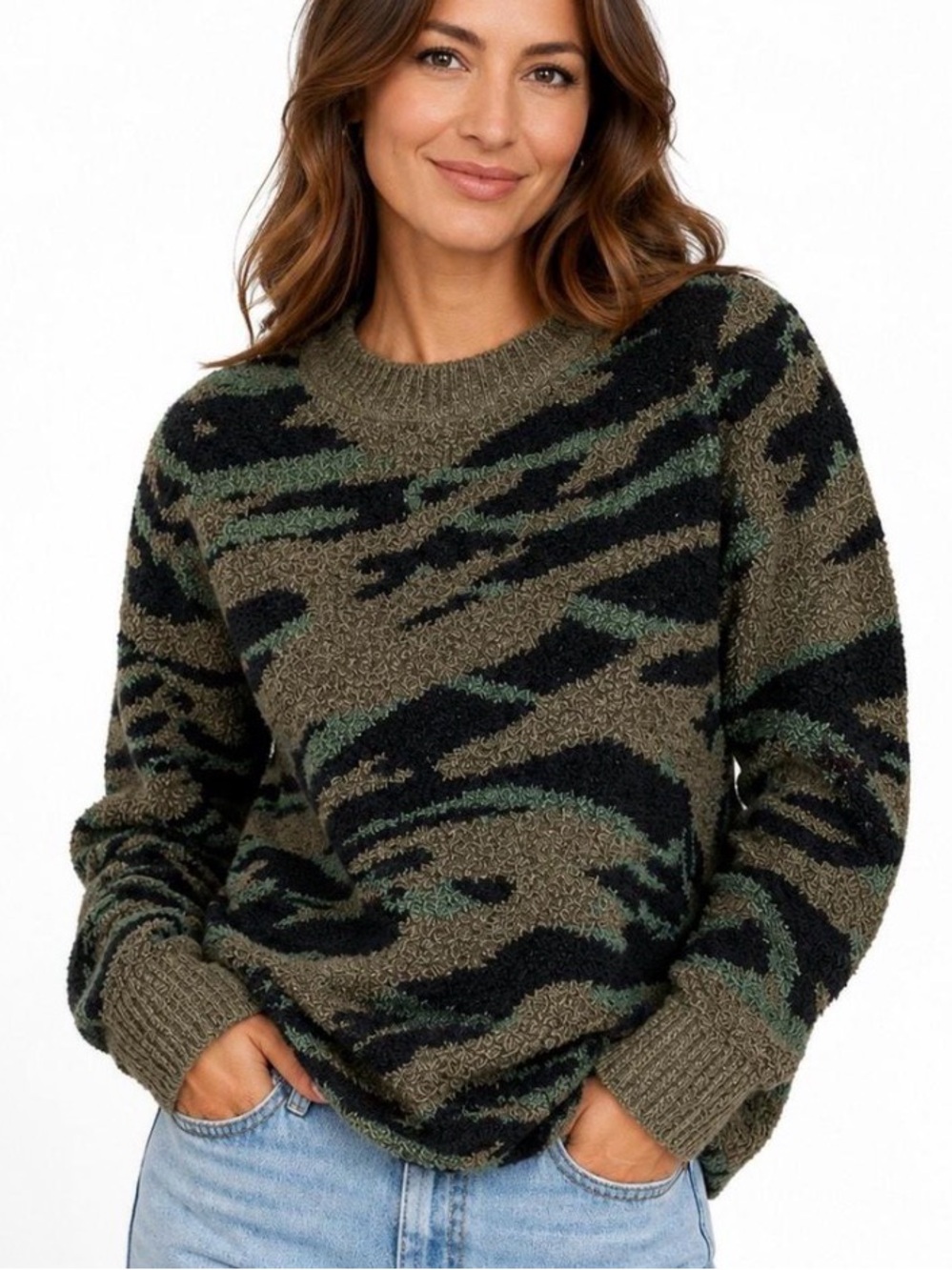 Barefoot Dreams CozyChic Seaside Crew Neck in Camo